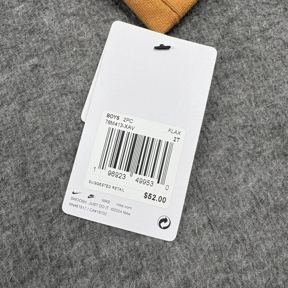 NWT Nike Toddler 2T‎ Matching Sweatshirt Jogger Set Dark Mustard Logo Play *READ - Picture 6 of 12